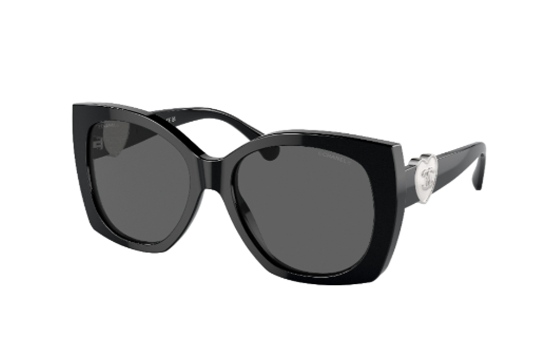 CHANEL Acetate Butterfly Sunglasses Women's Black