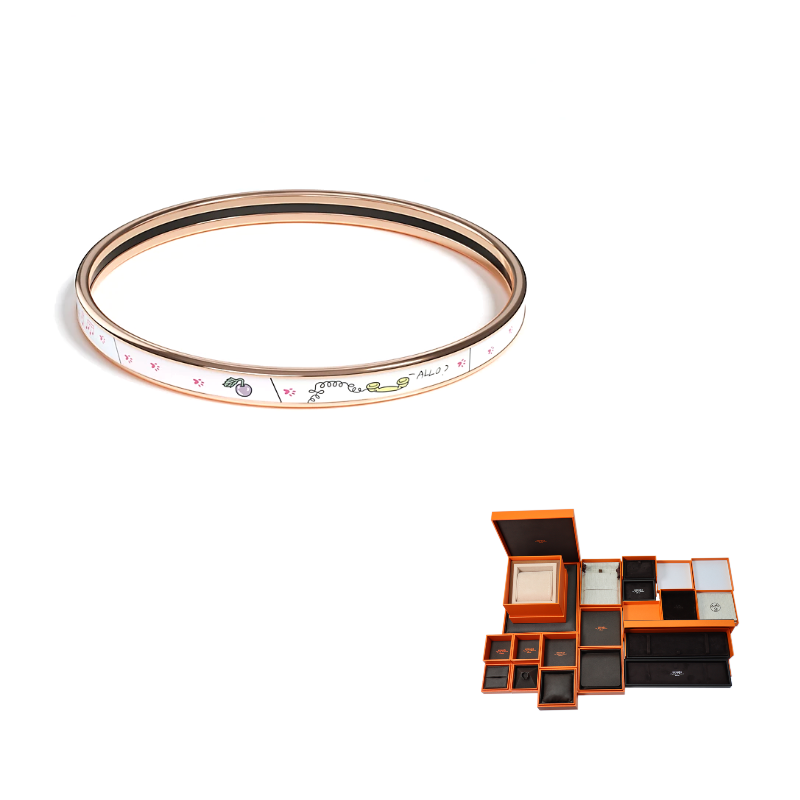 HERMES Enamel Rose Gold-Plated Hardware Accessories Bangles Women's Rose Gold