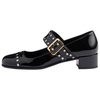 PRADA Patent Block Heel Mary Jane Shoes 3.5cm Women's Black