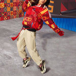 adidas originals Cny Aop Jkt New Year's Edition Stay Warm Reversible Stand Collar logo Sports Jacket Red HD0317
