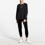 (WMNS) Nike Sportswear Embroidered Small Logo Fleece Lined Stay Warm Round Neck Pullover Hoodie Black CI9993-010