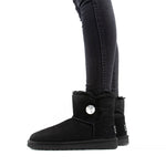 (WMNS) UGG Mini Bailey Button Bling Fleece Lined 'Black White' 1016554-BLK