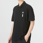 adidas Wj Solid Color Logo Micro Mark Athleisure Casual Sports Short Sleeve Polo Shirt Black HE5164