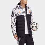 adidas Juventus Soccer/Football Sports Colorblock hooded down Jacket Black White Colorblock FR4213