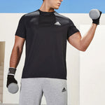 Men's adidas Solid Color Logo Casual Short Sleeve Black T-Shirt GM2090