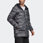 adidas Rev Aop Parka Stay Warm Camouflage Reversible Sports hooded down Jacket Black FL8649