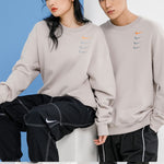 Nike French Terry Swoosh Embroidered Round Neck Sports Pullover Couple Style light grey DB9408-277