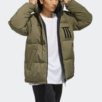 adidas Rev 3st Down Ho Stay Warm Reversible Outdoor hooded down Jacket Khaki Brown EH4009