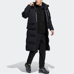 adidas Outdoor Sports Detachable Vest Long Hooded With Down Feather Jacket Black H13853