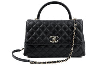 CHANEL COCO Handle Embossed Calfskin With Grains Chain Bag Handbag Shoulder Bag Crossbody Bag Medium Size Women's Black
