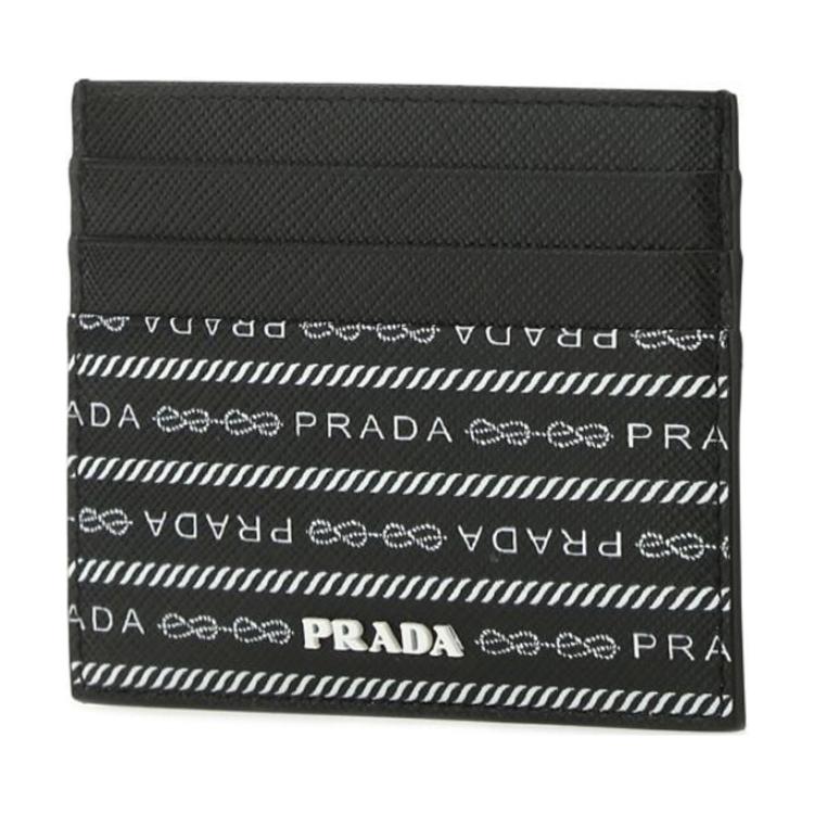 PRADA Cow Leather Card Holder Men's Black