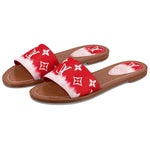 LOUIS VUITTON Lock It Genuine Leather Sole Abrasion Resistant Slide Slippers Women's Red