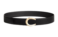 HERMES C-Shaped Double-Sided Smooth Buckle Leather Belts Men's Black Width: 3.8CM