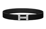 HERMES Togo Calfskin Double-Sided Leather Belt Leather Belts Men's Black 3.8cm