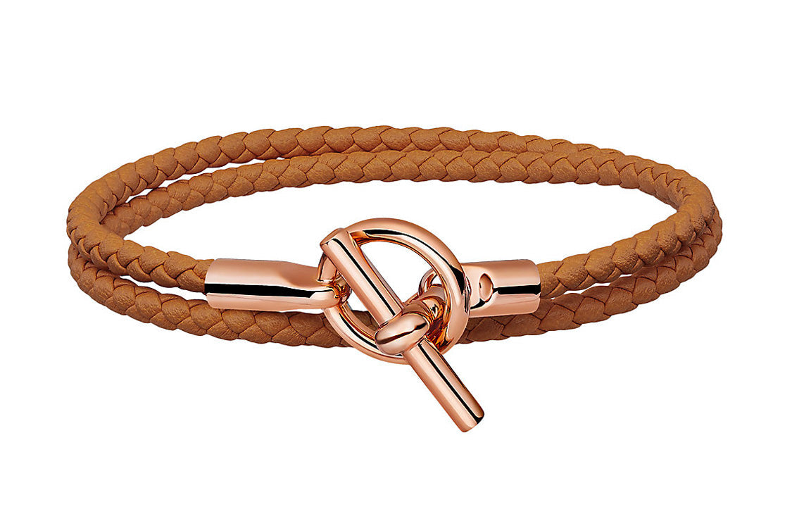 HERMES Calfskin Bracelets Unisex Brown