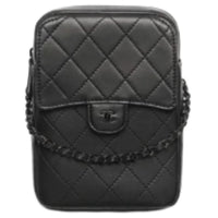 CHANEL Calfskin Cell Phone Pouch Women's Black