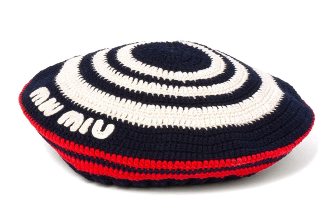 MIU MIU Logo-appliqué Crochet Beret