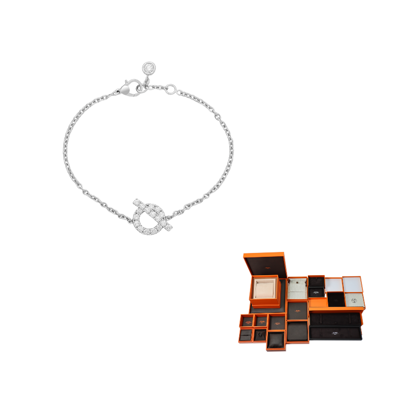 HERMES Diamond Bracelets Women's Silver
