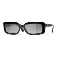 CHANEL Acetate Rectangular Sunglasses Unisex Black