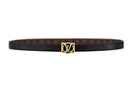 LOUIS VUITTON Classic Logo Smooth Buckle Leather Canvas Leather Belts Women's Black Width 1.8CM