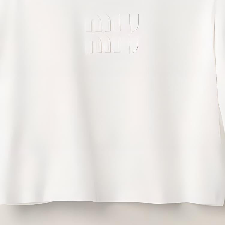 MIU MIU Embroidered logo Cotton T shirt