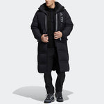adidas Outdoor Sports Detachable Vest Long Hooded With Down Feather Jacket Black H13853