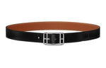 HERMES Togo Calfskin Double-Sided Belt Leather Belts Unisex Black/Brown Width 32MM