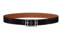 HERMES Togo Calfskin Double-Sided Belt Leather Belts Unisex Black/Brown Width 32MM
