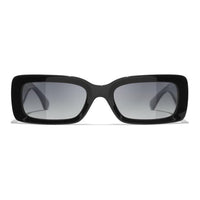 CHANEL Metal Acetate Rectangular Sunglasses Unisex Black