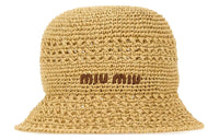 MIU MIU Logo Embroidered Crochet-Knitted Bucket Hat