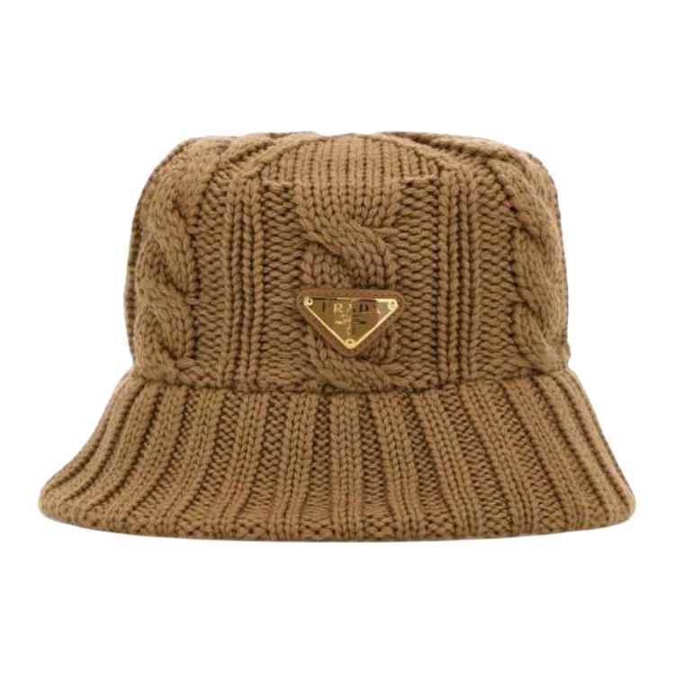 PRADA Pure Wool Bucket Hats Women's Brown