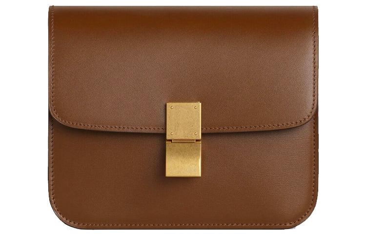 CELINE Classic Bo Polished Cow Leather Tofu Bag Block Shoulder Bag Crossbody Bag Teen Women's Camel