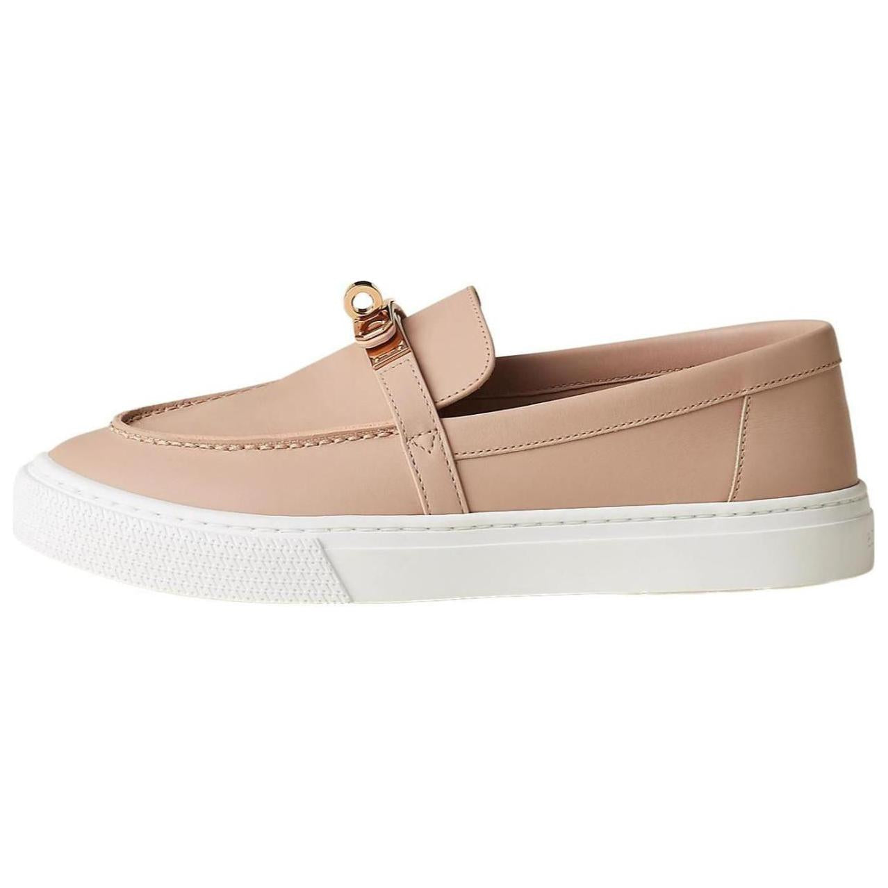 HERMES Game Loafers Women's Nude Pink
