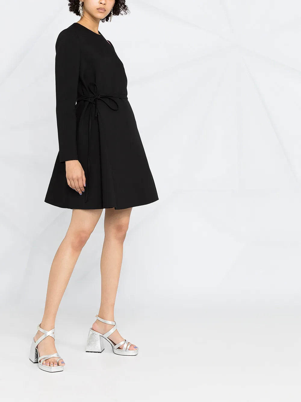 Valentino Garavani Belted Long-Sleeve Dress