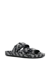 Balenciaga Logo Print Mallorca Flat Sandals 'Black White Logo'