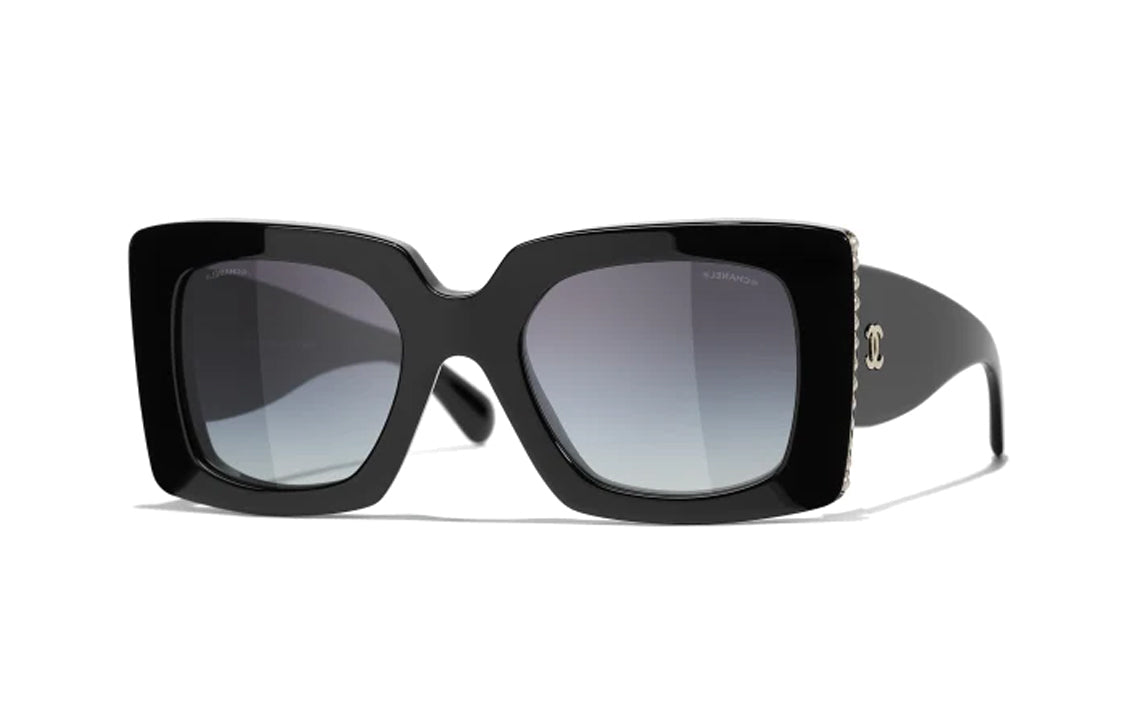 CHANEL Plate Frame Butterfly Sunglasses Women's Black