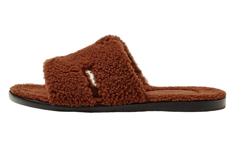 HERMES Slip-Resistant Slide Slippers Men's Brown