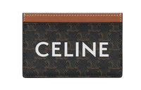 CELINE Triomphe Arc De Triomphe Canvas With Lambskin Card Clip Card Holder Unisex Brown