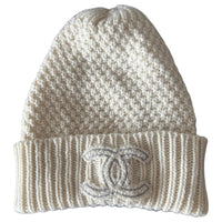 CHANEL Cotton Beanies Unisex White
