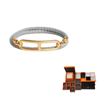 HERMES Calfskin Bangles Women's Gold/Gray
