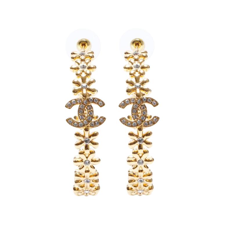 CHANEL 2023 Rhinestone Hoop Earrings
