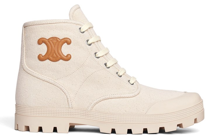 CELINE Patapans Ankle Boots Women's Beige