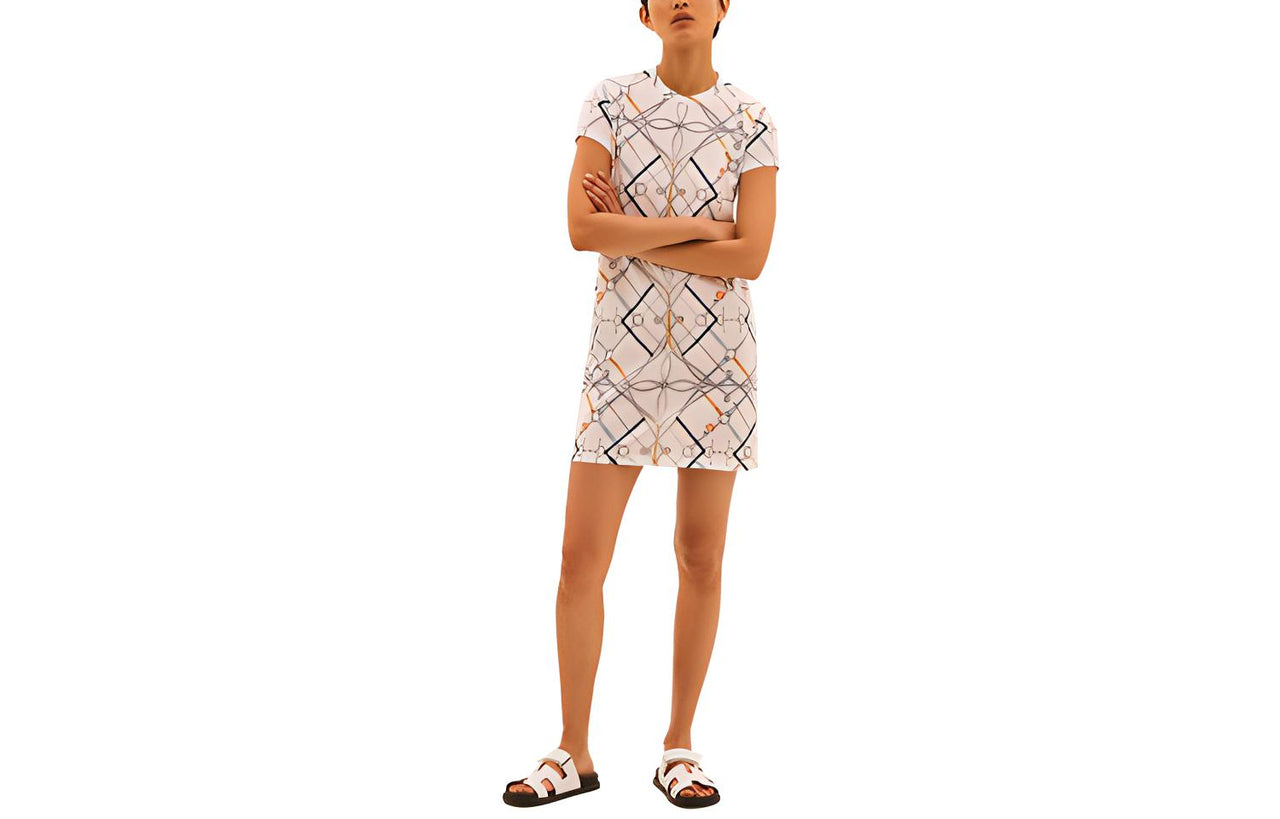 HERMES Short-Sleeved Dresses Women's White