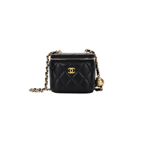 CHANEL 24K Gold Ball Lambskin Square Vanity Mini Bag Women's Black