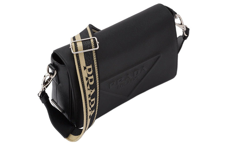 PRADA Leather Messenger Bag, Crossbody Bag, Shoulder Bag Men's Black