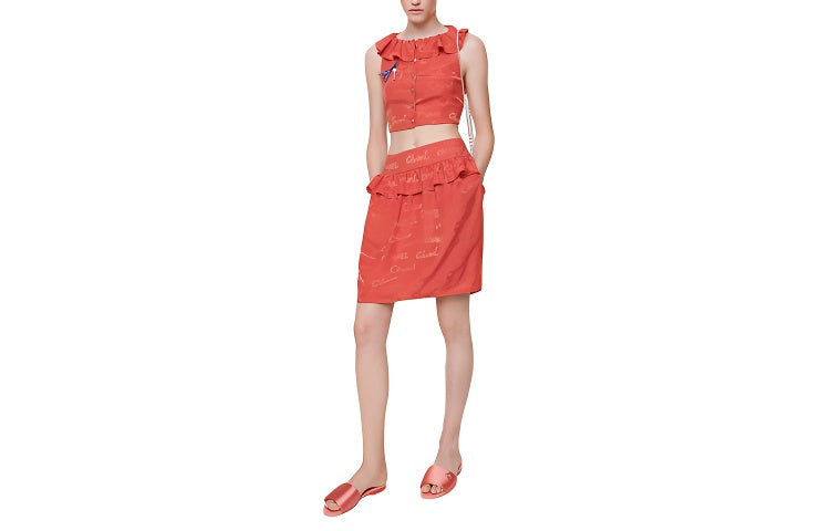 CHANEL Casual Short Skirts Women's Red