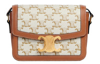 CELINE Triomphe Fabric With Cow Leather Shoulder Bag, Handbag, Shoulder Bag, Crossbody Bag Regular Women's White