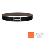 HERMES Togo Calfskin Double Sided Leather Belt Leather Belts Men's Width  3.8cm