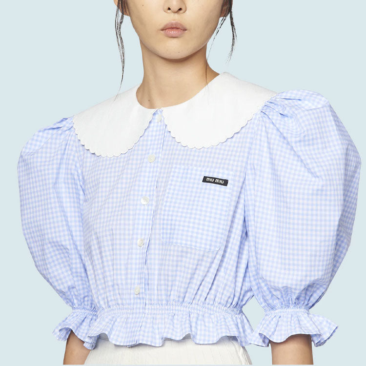 MIU MIU Crop Tops Women's Blue