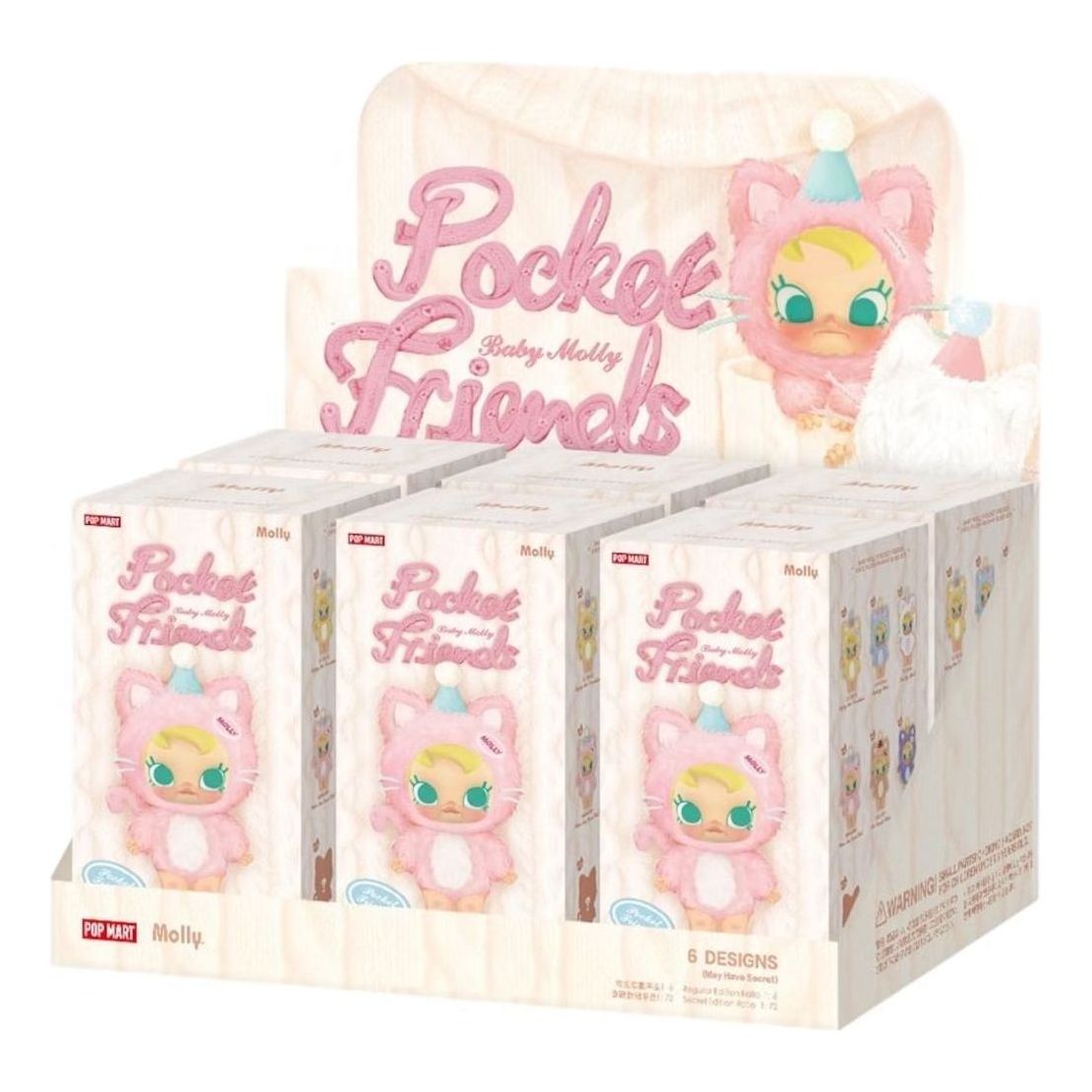 Pop Mart Baby Molly Pocket Friends Vinyl Plush Pendant Sealed Case (6 Blind Boxes) PPMT-2505-0030